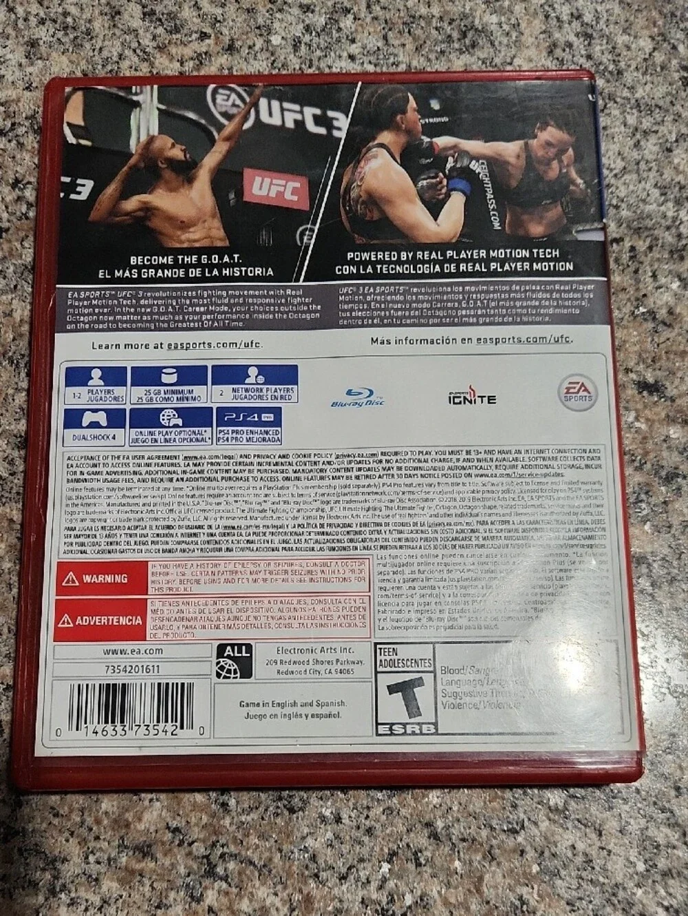 EA Sports UFC 3 PS4 PlayStation Hits ESRB Teen Fighting Game Mixed Martial Arts